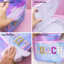 Load image into Gallery viewer, Tie Dye Glitter Varsity Letter Insulated Lunch Bag