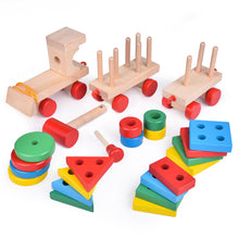 Load image into Gallery viewer, Wooden Train Shape Sorter and Stacking Toys