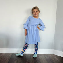 Load image into Gallery viewer, Girls Periwinkle Dress & Floral Leggings