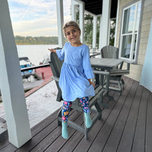 Load image into Gallery viewer, Girls Periwinkle Dress & Floral Leggings