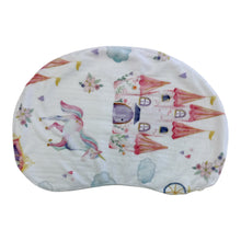Load image into Gallery viewer, Handmade, washable burp cloth. Fairytale castle with unicorn pattern.