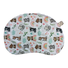 Load image into Gallery viewer, Handmade, washable burp cloth. Baby zoo animals with rainbows. Girly colors.