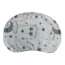Load image into Gallery viewer, Handmade, washable burp cloth.  Grey stars, moon and cloud pattern.