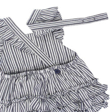 Load image into Gallery viewer, Baby girl Ruffle Butts striped romper.