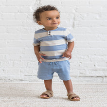 Load image into Gallery viewer, Organic cotton baby and toddler shorts by Colored Organics – elastic waist, side and back pockets, comfy summer outfit