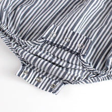 Load image into Gallery viewer, Baby girl Ruffle Butts striped romper.