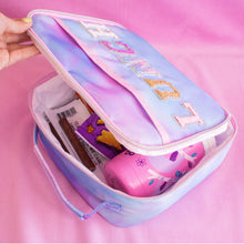 Load image into Gallery viewer, Tie Dye Glitter Varsity Letter Insulated Lunch Bag