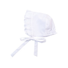 Load image into Gallery viewer, White baby bonnet.