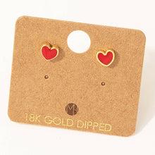 Load image into Gallery viewer, Mini Enamel Heart Stud Earrings