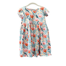 Load image into Gallery viewer, Girls flutter dress in a beautiful floral pattern. Designed with ultra soft comfortable material.