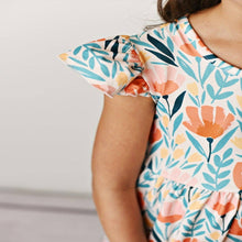 Load image into Gallery viewer, Kids Coral Flower Flutter Sleeve Dress