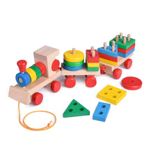Load image into Gallery viewer, Wooden Train Shape Sorter and Stacking Toys