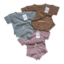 Load image into Gallery viewer, Organic shorts and shirt sets for baby's and chidlren