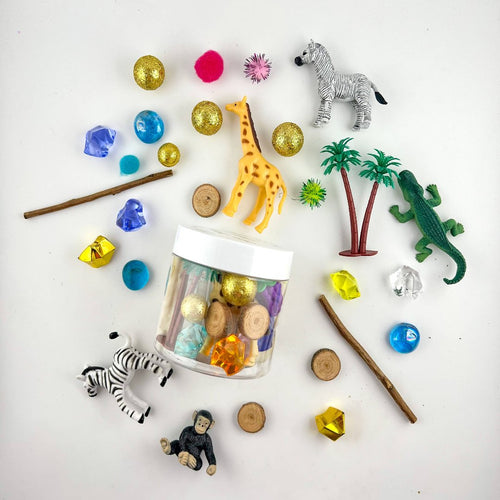 Handmade sensory dough with zoo theme.