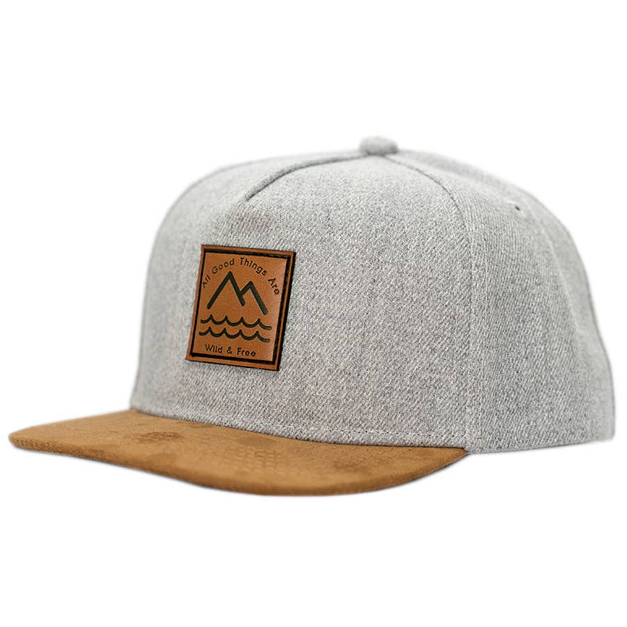 Kid's Snapback Hat with Brown Suede Brim