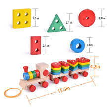 Load image into Gallery viewer, Wooden Train Shape Sorter and Stacking Toys