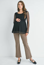 Load image into Gallery viewer, Black Polka Dot Mesh Sleeve Maternity Top