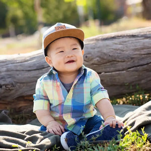 Kid's Snapback Hat with Brown Suede Brim