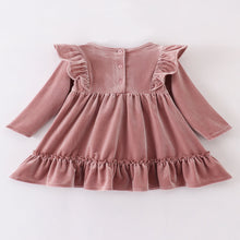 Load image into Gallery viewer, Velour Ruffle Girls Dress