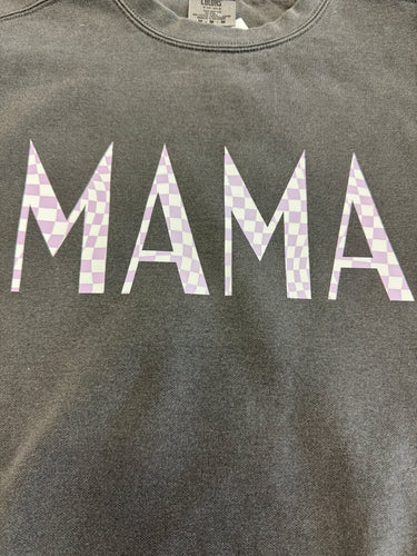Lavendar Check Mama Sweatshirt