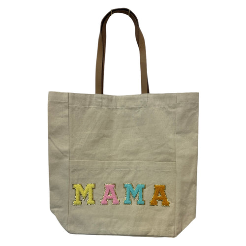 Canvas Mama Tote With Faux Leather Strap