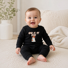 Load image into Gallery viewer, Mama is my boo baby sweatshirt romper