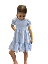 Load image into Gallery viewer, Blue Smocked Girls Dress