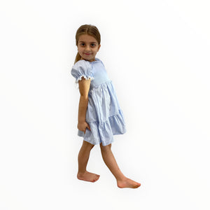 Blue Smocked Girls Dress