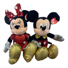 Load image into Gallery viewer, TY Sparkly Mickey and Minnie Mouse