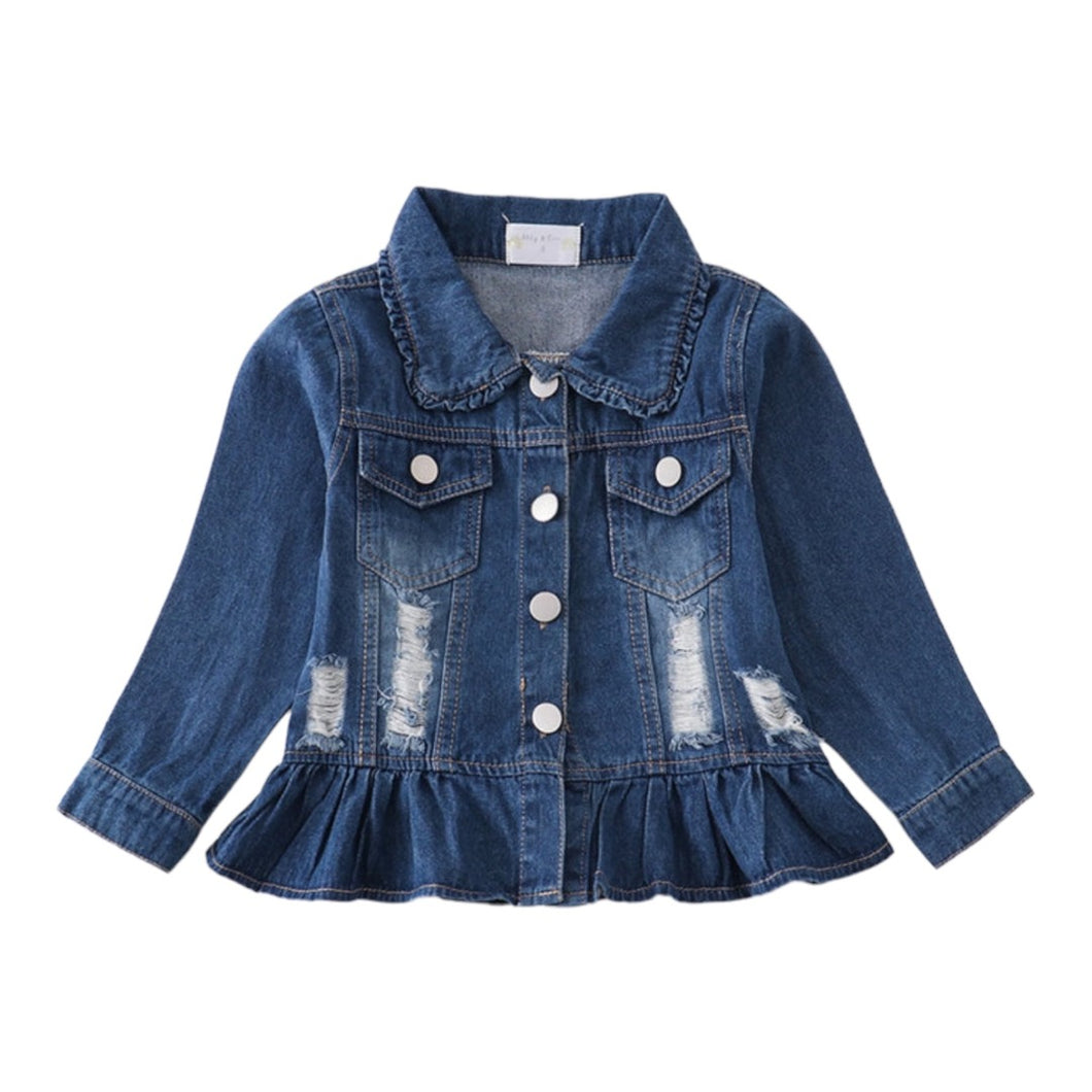 Peplum Distressed Jean Jacket