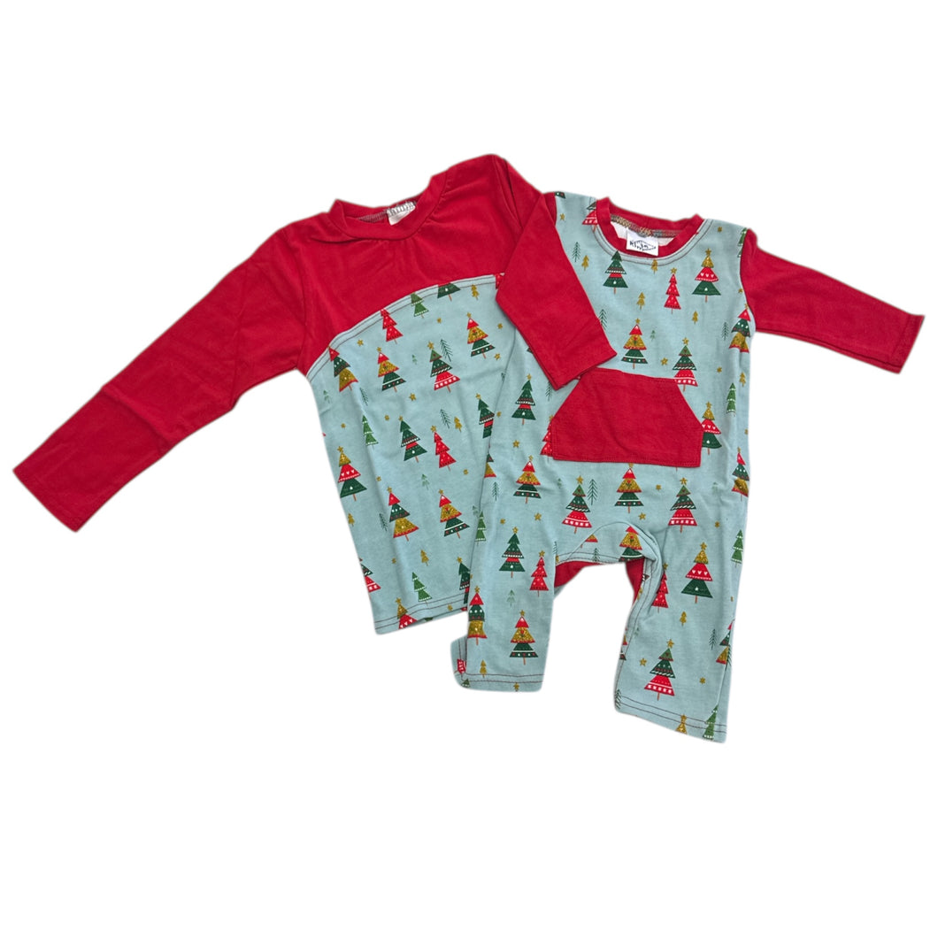 Handmade Christmas Tree Romper & Long Sleeve Shirt
