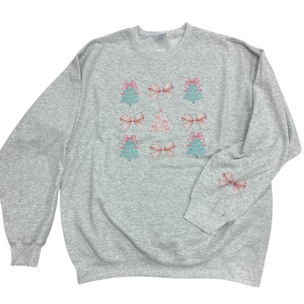 Pastel Trees &  Bow Crewneck- Youth
