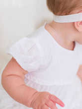 Load image into Gallery viewer, Baby girl baptism dress. White, tulle with matching bloomers. Ruffle Butts brand.