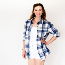 Load image into Gallery viewer, Family Matching Navy Plaid Flannel