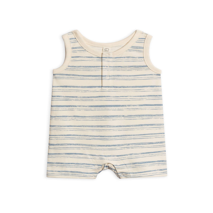 Baby boy Romper by Colored Organics – soft organic cotton one-piece with snap buttons, perfect for summer.