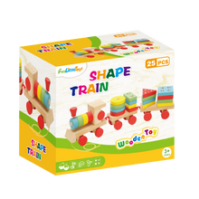 Load image into Gallery viewer, Wooden Train Shape Sorter and Stacking Toys