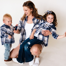 Load image into Gallery viewer, Family Matching Navy Plaid Flannel