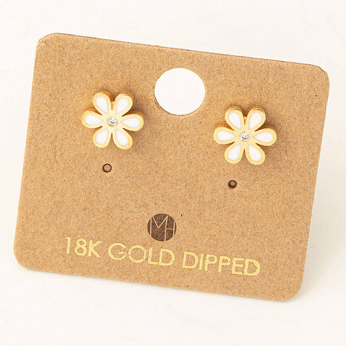Enamel Fower Stud Earrings