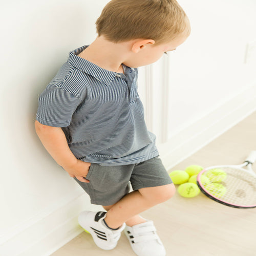Boy's short sleeve polo shirt.