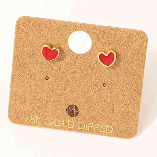 Mini Enamel Heart Stud Earrings