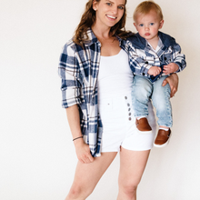 Load image into Gallery viewer, Family Matching Navy Plaid Flannel