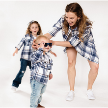 Load image into Gallery viewer, Family Matching Navy Plaid Flannel