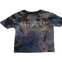 Load image into Gallery viewer, Tie dye boys tee with &quot;stay wild&quot; written on front.