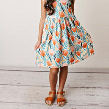Load image into Gallery viewer, Kids Coral Flower Flutter Sleeve Dress