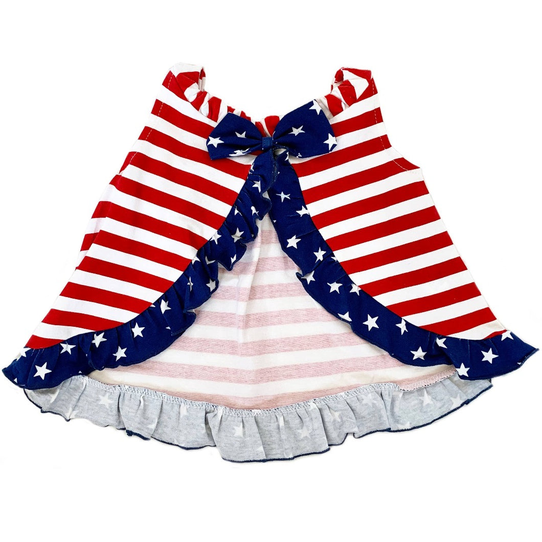 Swing back tank top. Stars and stripes make this a classic for Fourth Of July Or Memorial Day!