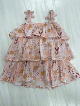 Load image into Gallery viewer, Pink baby dress with tiered design, bows and matching bloomers.