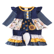 Load image into Gallery viewer, Baby girl one-piece romper with unique style/design.