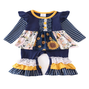 Baby girl one-piece romper with unique style/design.