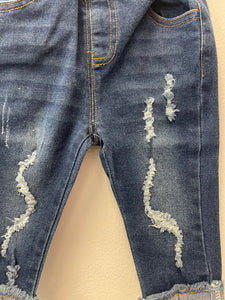 Distressed baby jeans.