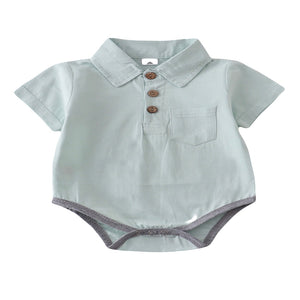 infant dress shirt onesie Basic Short Sleeve Body with Collar Onesie